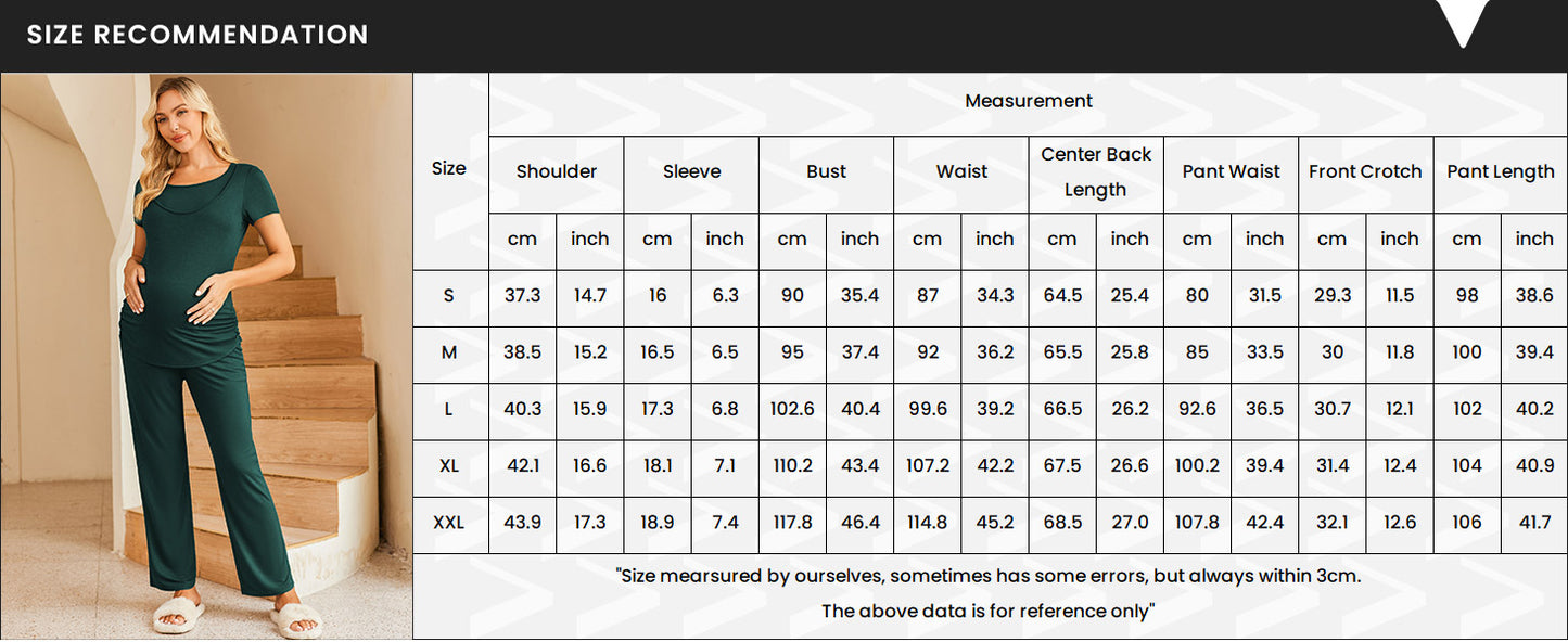 Ekouaer Women Maternity Nursing Pajama Set Breastfeeding Sleepwear Set Short Sleeve Top & Pants Postpartum Pajamas