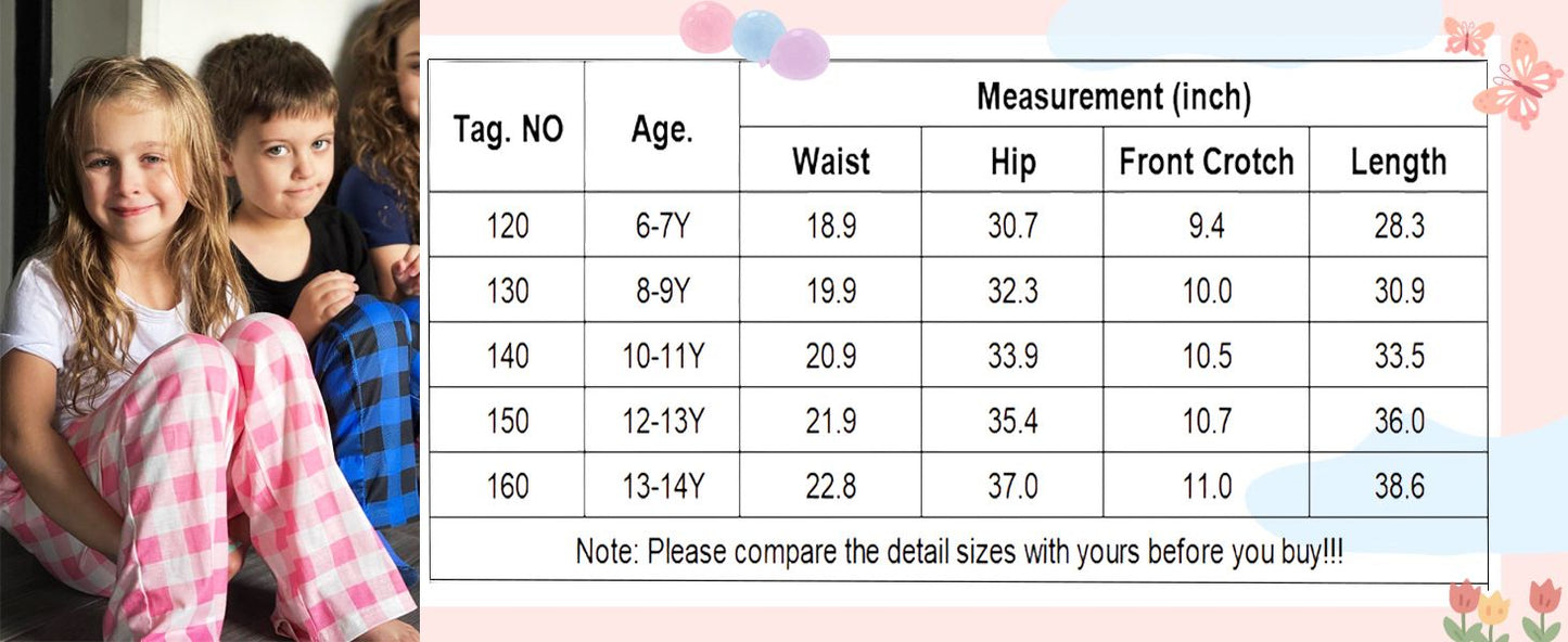 Ekouaer Girls Soft Pajamas Pants Cute Print Pattern PJ Bottoms Comfortable Lounge Long Pants with 2 Pockets