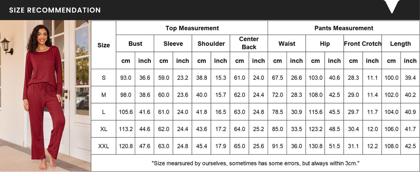 Ekouaer 2 Pack Women's Pajama Set Long Sleeve Top with Jogger Pants Lounge Sets Sleepwear Loungewear with Pockets