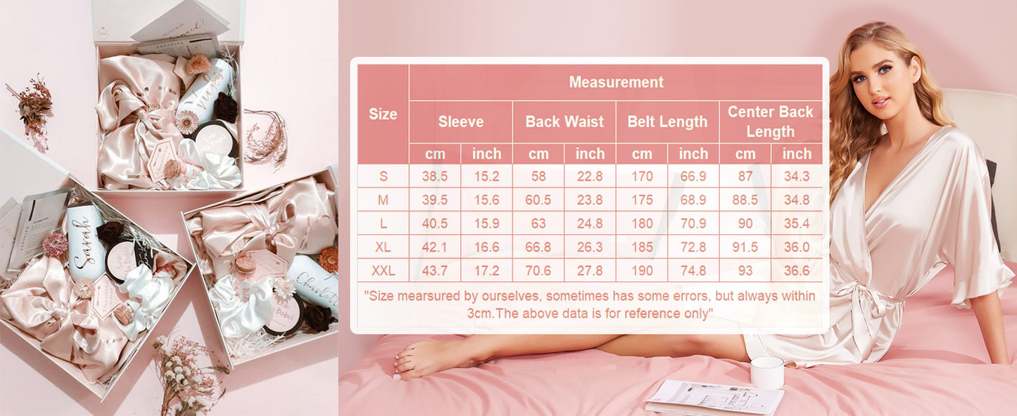 Ekouaer Womens Silk Ruffle Robe Short Satin Robe Half Sleeve Bathrobe Bridesmaid Wedding Party Dressing Gown