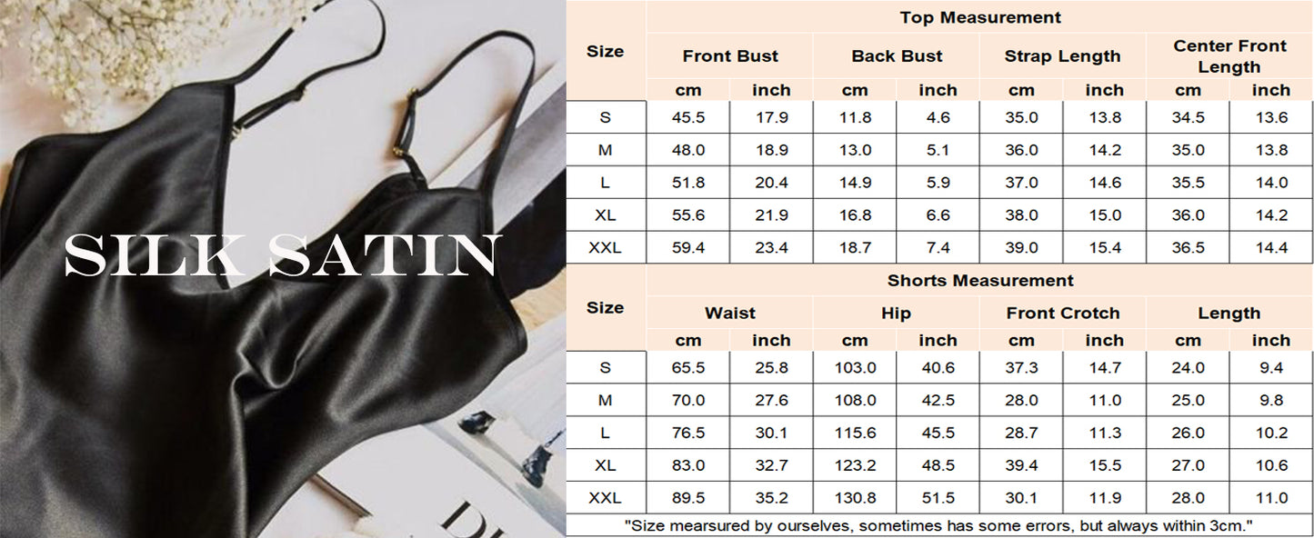 Ekouaer Womens Pajamas Set 2 Piece Satin Sleepwear Lingerie Soft Silk Pjs Cami Top and Shorts Sleep Camisole Nightwear