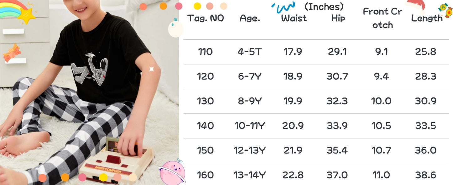 Ekouaer Boys Pajama Pants Long Sleep Soft Elastic Waist Bottoms Plaid Lounge With 2 Pockets 4-14 Years