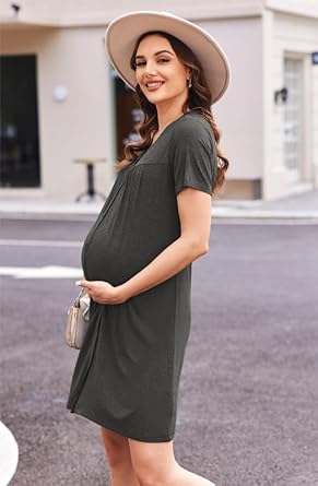 Ekouaer Women's O-Neck Nightgown Short Sleeve Button Down Soft Sleepwear Loose Fit Nightshirt