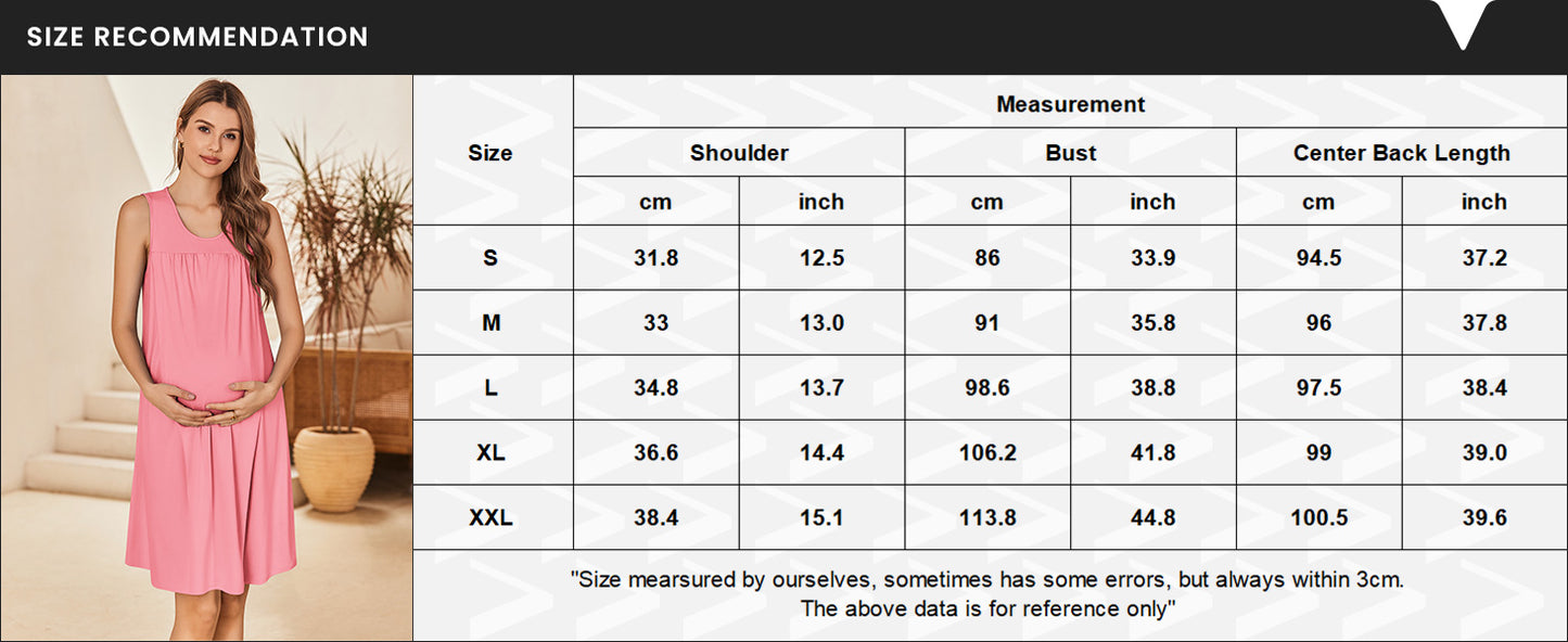 Ekouaer Maternity Nursing Dress Nightgown Labor and Delivery Gown Sleeveless Pregnancy Breastfeeding Dresses
