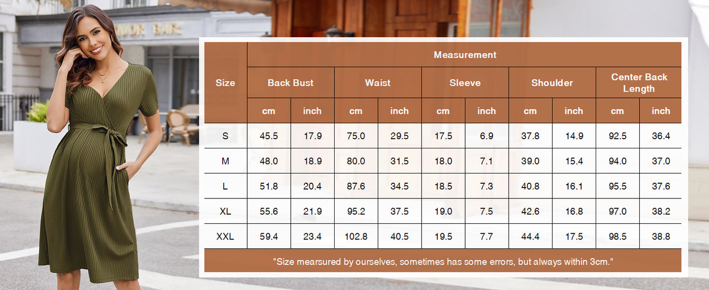 Ekouaer Women Short Sleeve Maternity Nursing Dress Casual V Neck Breastfeeding Loungewear Ribbed Knit Pregnancy Dresses