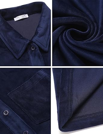 Ekouaer Women Flannel Nightgown Full Length Boyfriend Nightshirt Plaid Long Sleep Dress with Button Loungewear