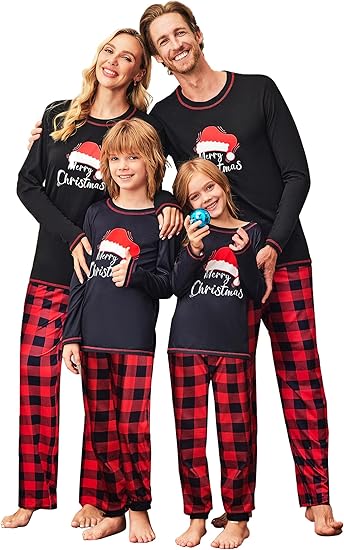 Ekouaer Matching Family Sets Christmas Pajamas Xmas PJS Sleepwear Soft Christmas Matching Jammies