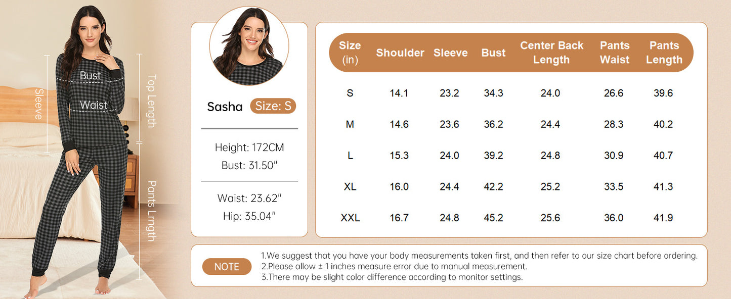 Ekouaer Womens Pajamas Sets Long Sleeve Tops with Jogger Pants Soft Pjs Lounge Set Outfits with Pockets