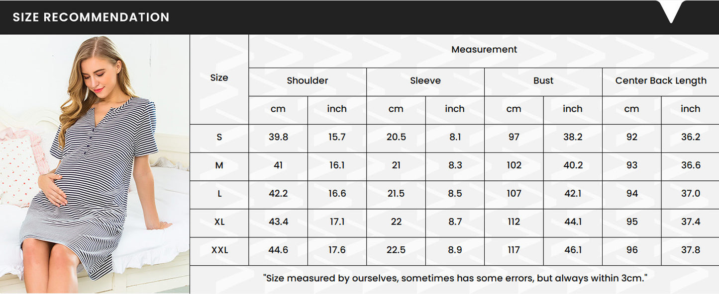 Ekouaer Nursing Nightgown Striped Women Short Sleeve Breastfeeding Sleep Dress Maternity Delivery/Labor Gown Floral Grey