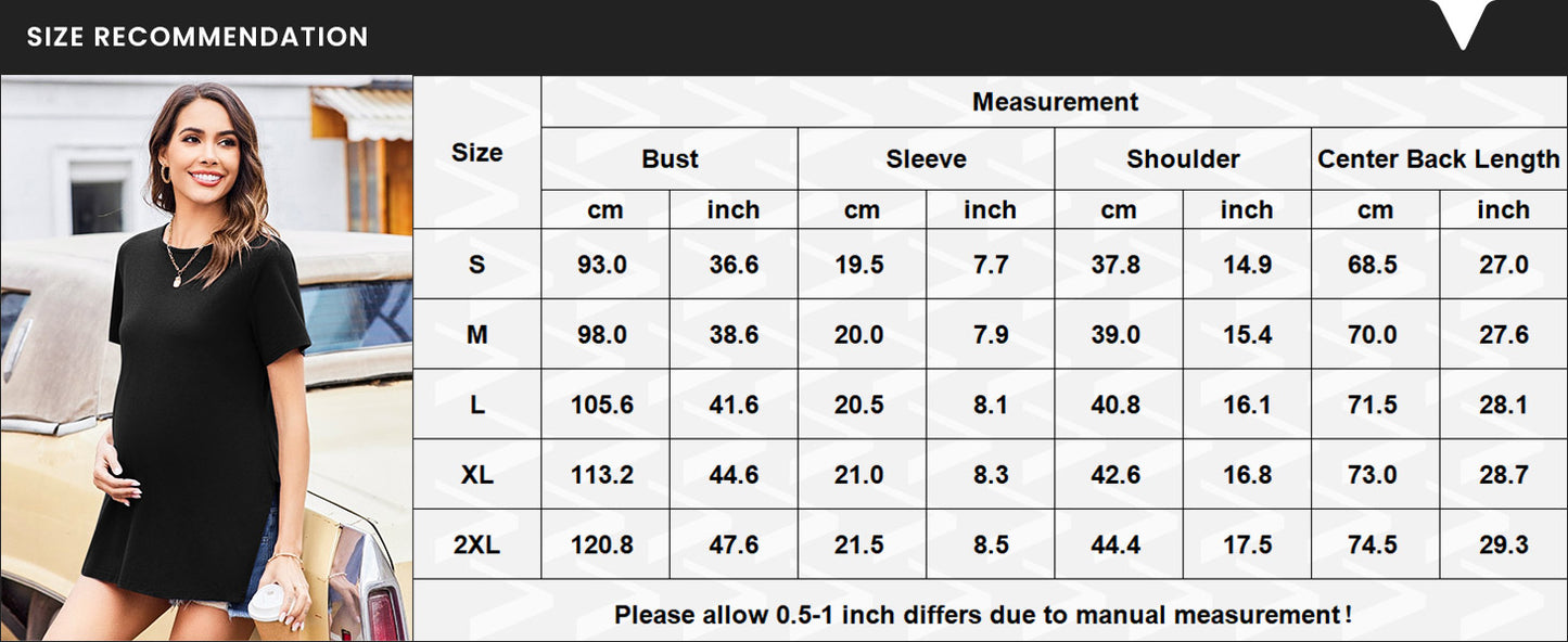 Ekouaer 3 Pack Maternity Shirts Short Sleeve Split Side Pregnancy Tops Casual Pregnant Tunic Blouse