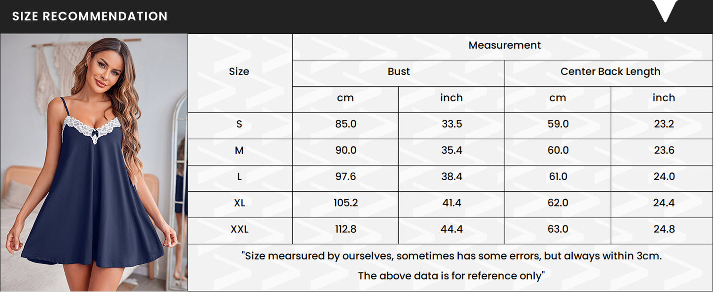 Ekouaer Women Lace Nightgown Sexy Spaghetti Strap Cami Sleeveless Chemise Sleepwear Sleep Dress