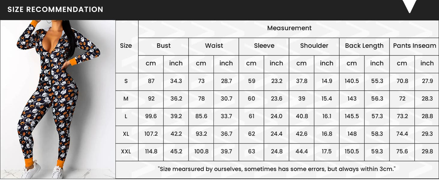 Ekouaer Christmas Onesie Women Sexy Pajamas Zipper Halloween Onepiece Bodycon Outfit Jumpsuit Costume