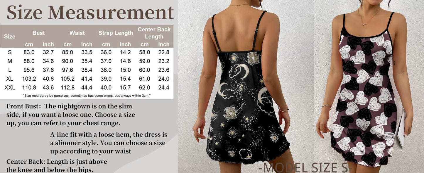 Ekouaer Womens Nightgown Pj Dress for Women Adjustable Spaghetti Chemise Sleeveless V Neck Sleepwear