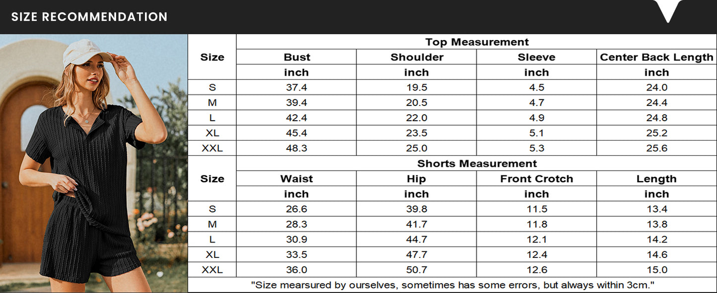 Ekouaer Ribbed Knit Lounge Sets for Women 2 Piece Outfits Short Sleeve Top and Shorts Pajama Sets Tracksuit Sweatsuits