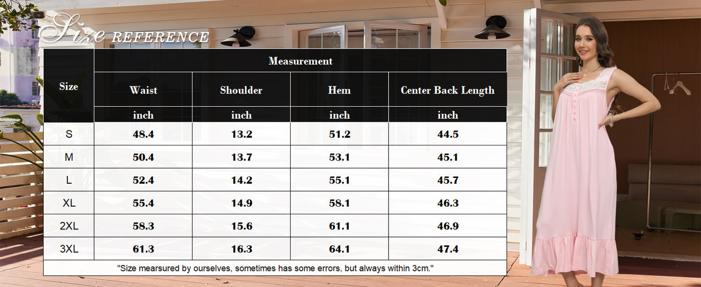 Ekouaer Nightgowns for Women Sleeveless Night Gown Victorian Sleep Shirt with Pockets Ladies Pajamas Lace Trim Sleepwear