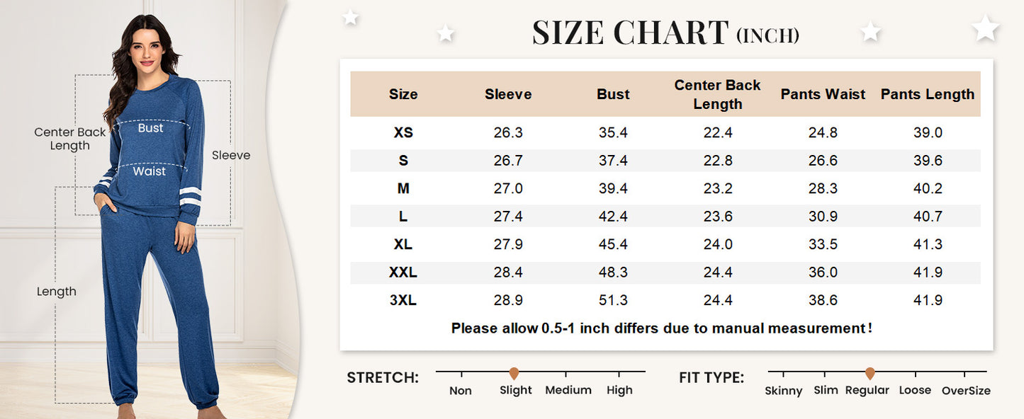 Ekouaer Sweatsuits Womens Loungewear Set Tracksuit Long Sleeve Pajamas Set with Pockets 2 Piece Outfits Lounge Sets
