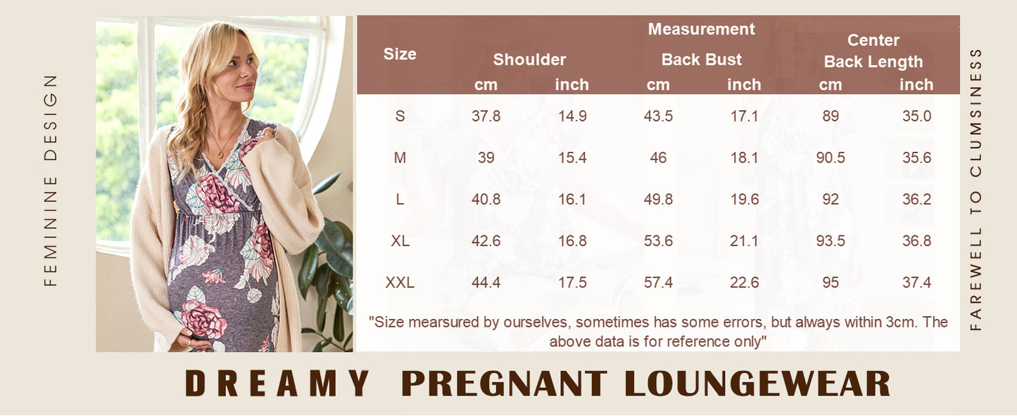 Ekouaer Nursing Nightgown Delivery and Labor Gown for Hospital Short Sleeve Maternity Breastfeeding Dress