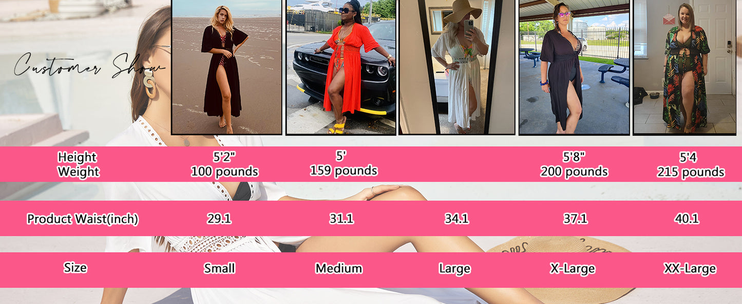 Ekouaer Women's Swimwear Cover Ups Open Front Beach Bikini Swimsuit Cardigan Cover Up Long Flowy Beachwear