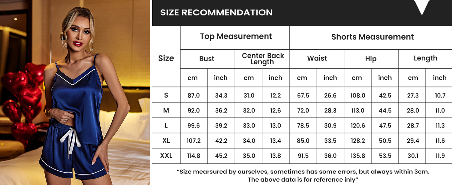 Ekouaer Pajamas for Women Set Silk Satin Pjs Sexy Lingerie Sleepwear Cami Shorts Set Summer Nightwear