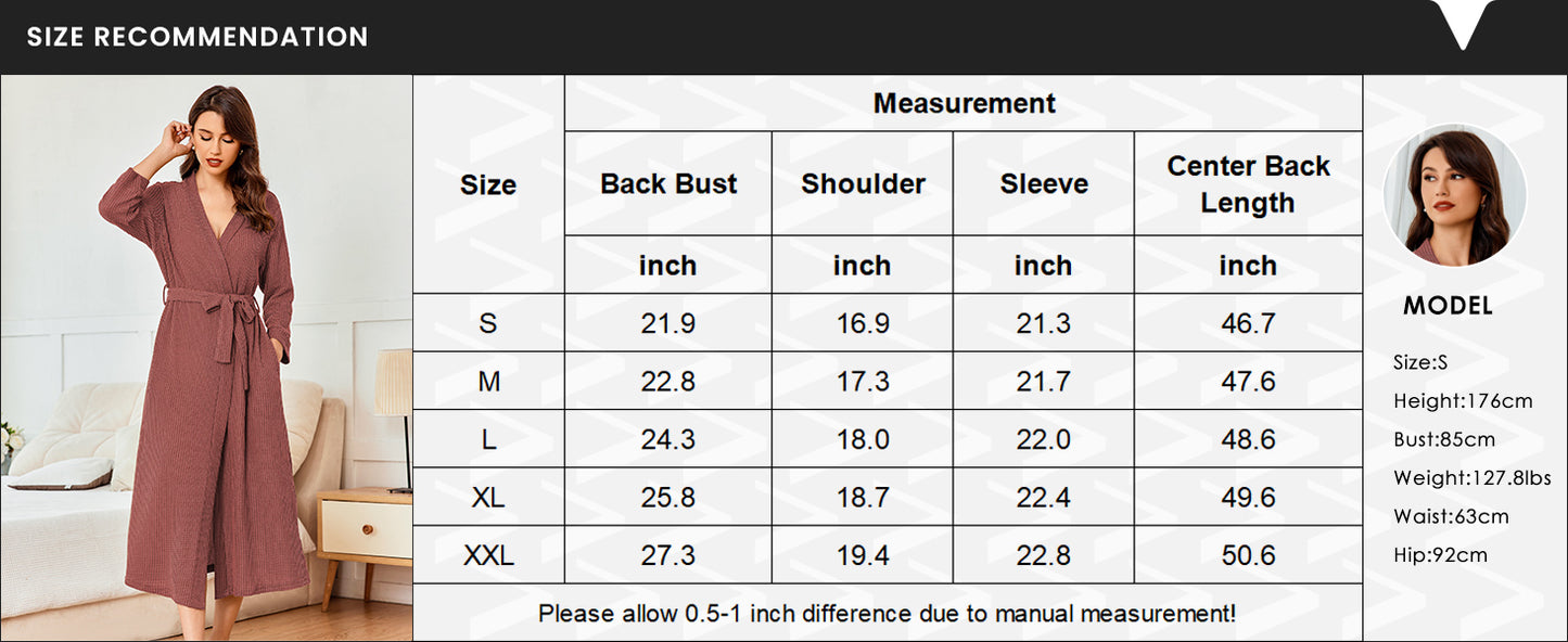 Ekouaer Women's Robe Long Waffle Knit Bathrobe Lightweight Soft Robes Loungewear Big Waffle-gray Purple M