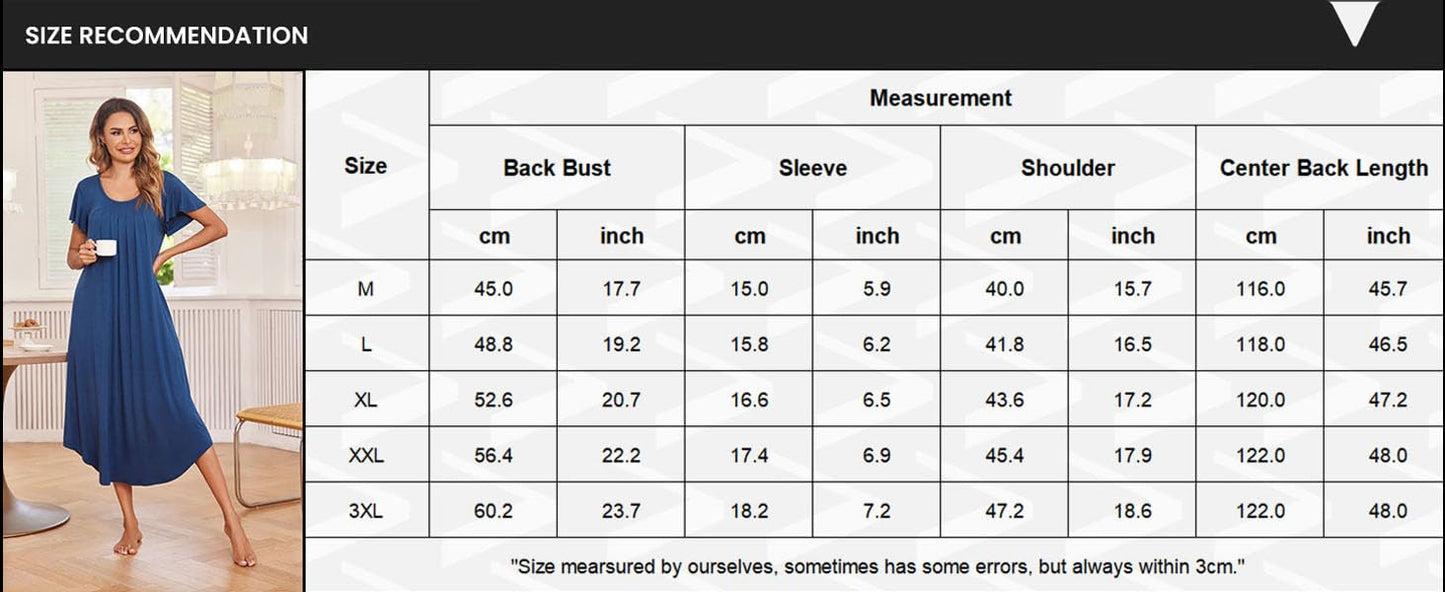 Ekouaer Long Nightgowns for Women with Pockets Short Sleeves Moo Moos for Women Casual Maxi Dress House Dresses Star Print XXXL