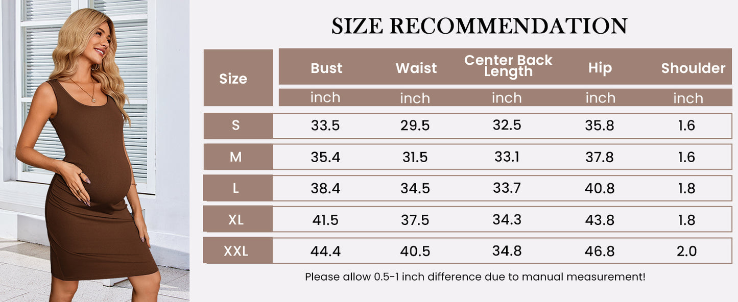 Ekouaer Womens Summer Maternity Dress Side Ruching Sleeveless Bodycon Dress Cute Pregnancy Dress