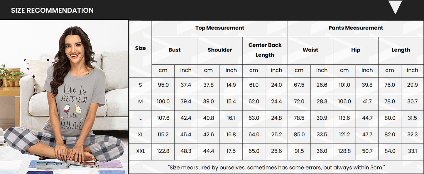 Ekouaer Pajamas for Women Set Short Sleeve Sleepwear Tops with Capri Pants Prints Funny Two Piece Pj Set