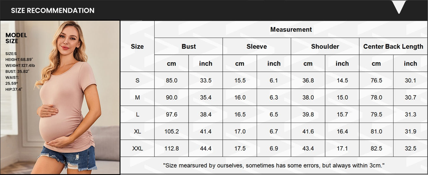 Ekouaer Womens Maternity Shirts 3 Packs Side Ruched Pregnancy Tee Top Casual Mama Clothes