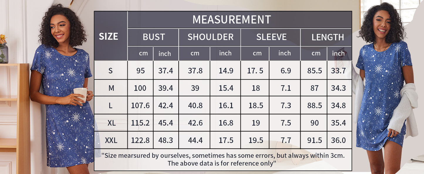 Ekouaer 2 Pack Nightgowns for Women Sleapwear Short Sleeve Night Shirts Soft Sleep Dress Classic Nightdress