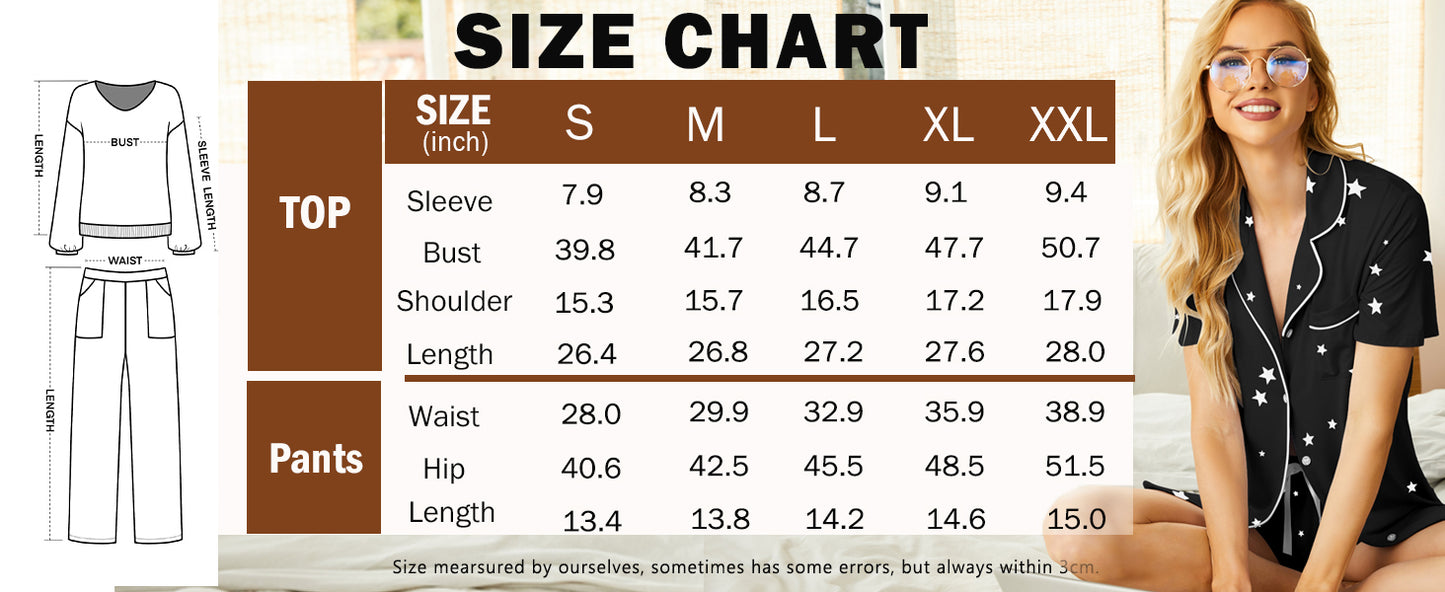 Ekouaer 2 Pack Womens Pajamas Set Button Down Summer Sleepwear Short Sleeve Comfy Pjs Loungewear Set