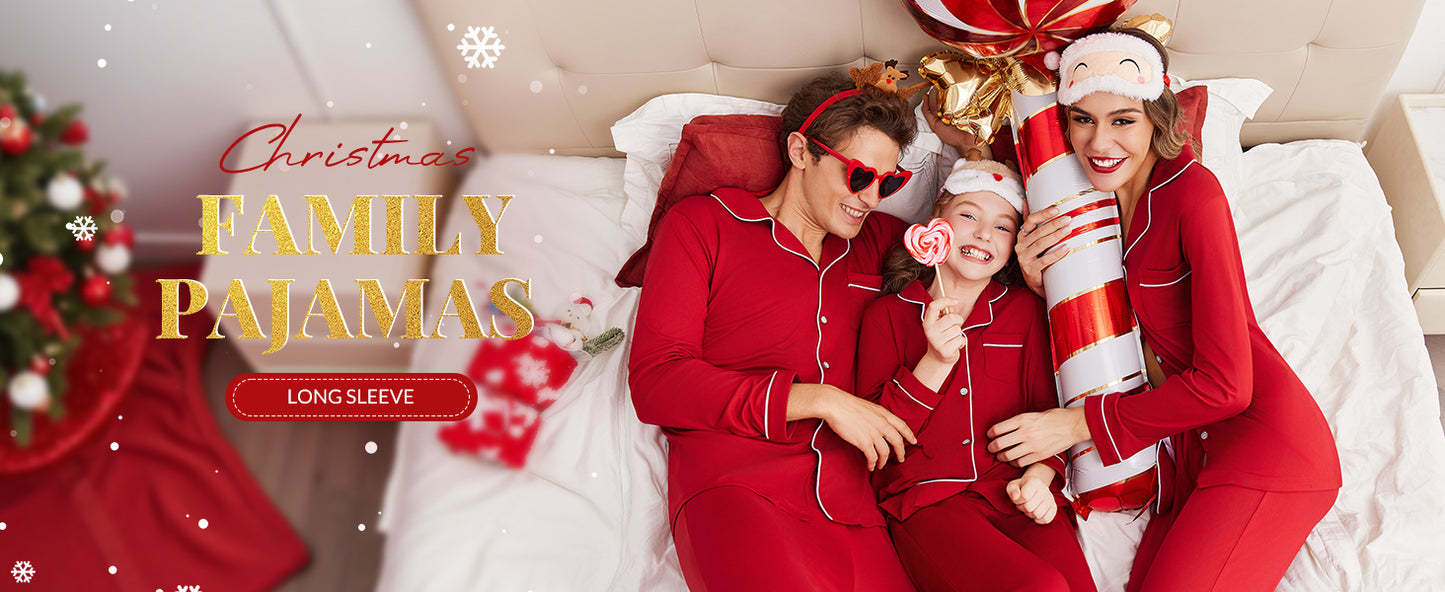 Ekouaer Christmas Family Matching Pajamas Long Sleeve Button Down Pj Set Festival Party Sleepwear