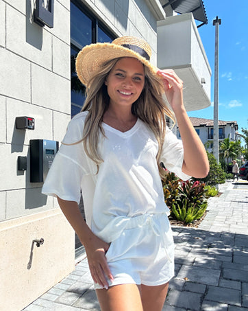 Ekouaer Womens Pajama Set Waffle Knit Lounge Set V Neck Off Shoulder Sleepwear Long Sleeve Top and Shorts 2 Piece Sweatsuit