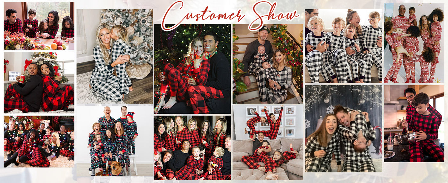 Ekouaer Family Christmas Pajamas Matching Sets Womens Mens Pjs Long Sleeve Sleepwear Holiday Lounge Sets