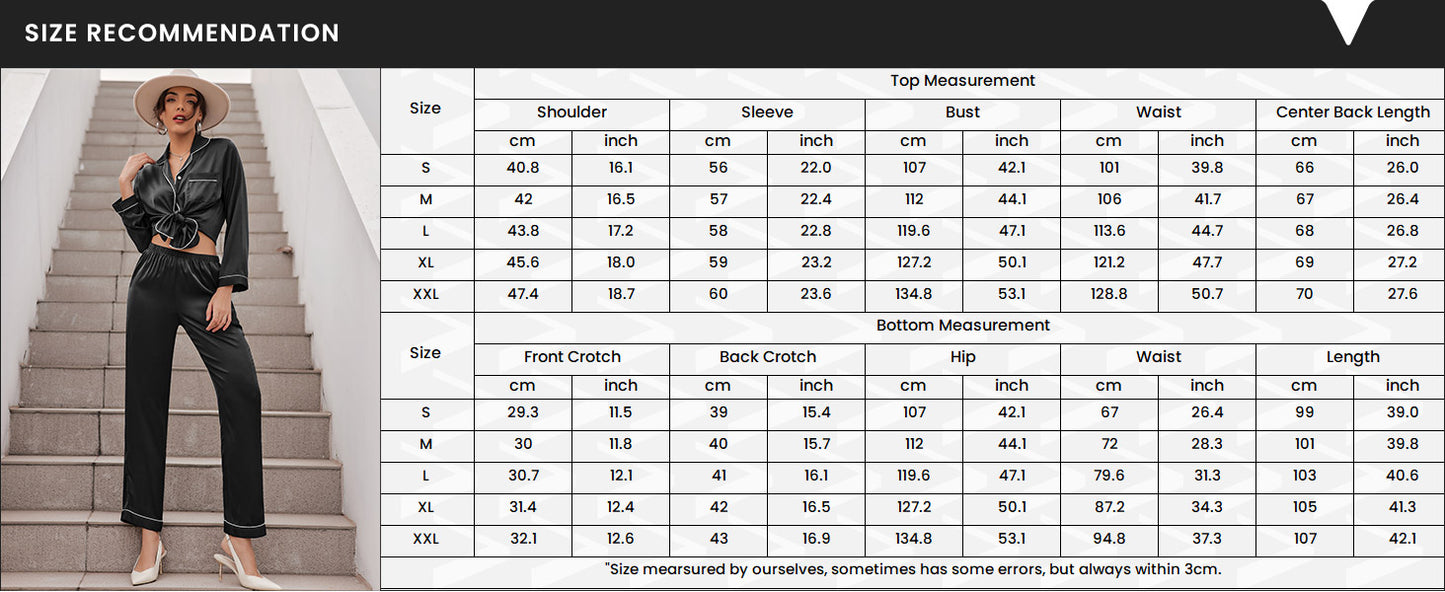 Ekouaer Silk Pajamas for Women Button Down Satin Pj Set Soft Long Sleeve 2 Piece Sleepwear Loungewear