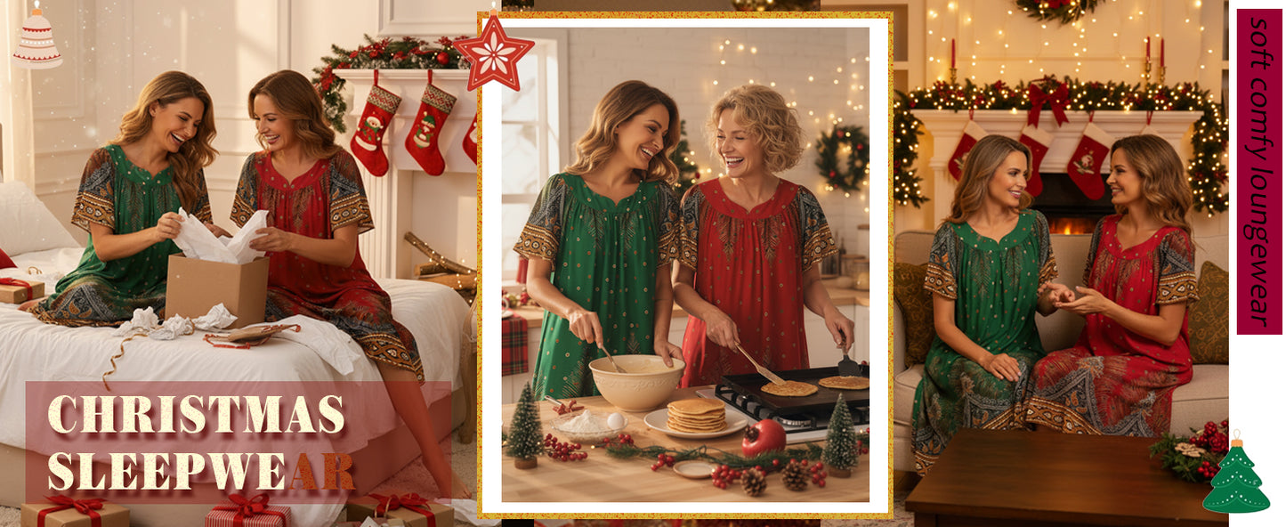 Ekouaer Womens Nightgown Short Sleeve House Dress with Pockets-Floral Print Mumu Dress