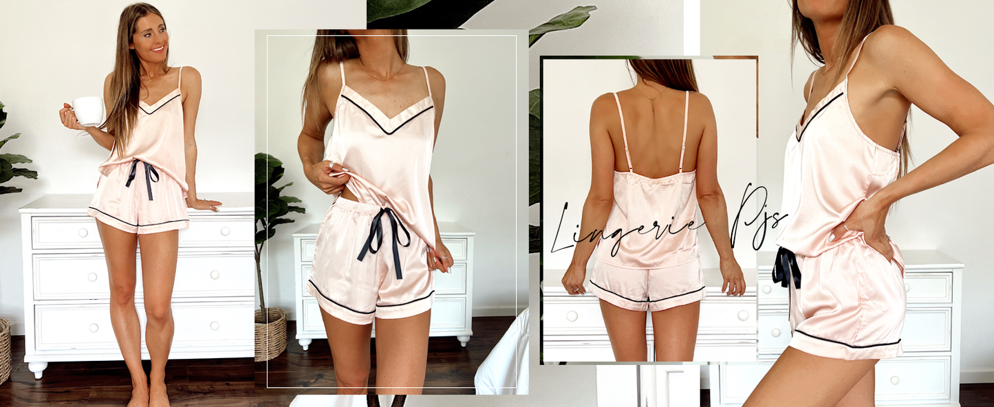 Ekouaer Pajamas for Women Set Silk Satin Pjs Sexy Lingerie Sleepwear Cami Shorts Set Summer Nightwear