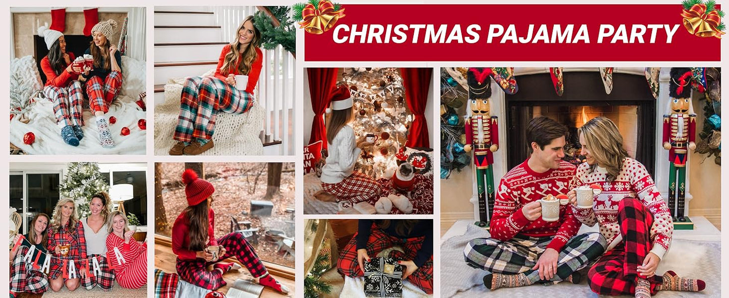 Ekouaer Women Pajama Pants Comfy Pj Bottom with Pockets Stretch Plaid Sleepwear