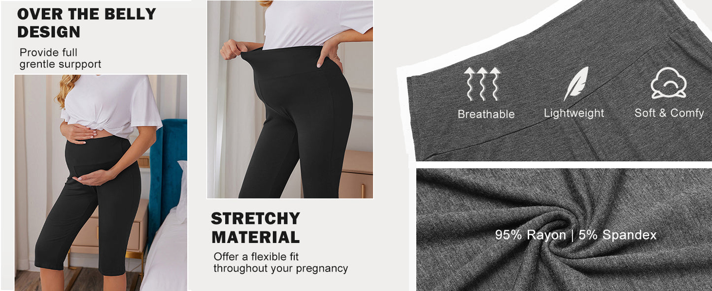 Ekouaer Maternity Shorts for Women Maternity Capris Yoga Pregnancy Short Pants Soft Joggers Lounge Bottoms