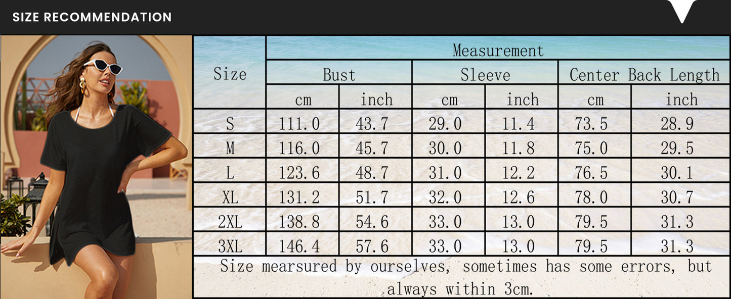 Ekouaer Women's Swimsuit Beach Cover Up Short Sleeve Cover Ups for Swimwear Bathing Suit Coverups