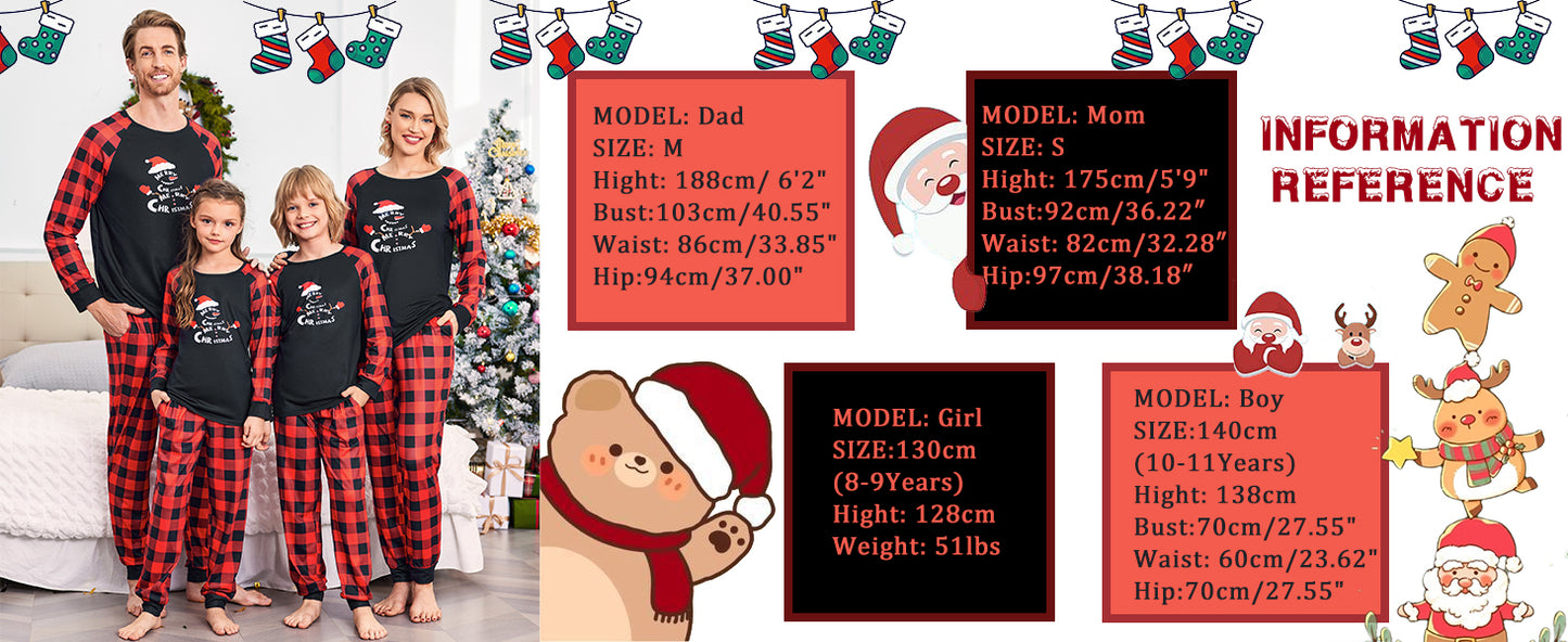 Ekouaer Christmas Pajamas for Family Long Sleeve Pjs Matching Sets with Plaid Pants Soft Sleepwear Loungewear
