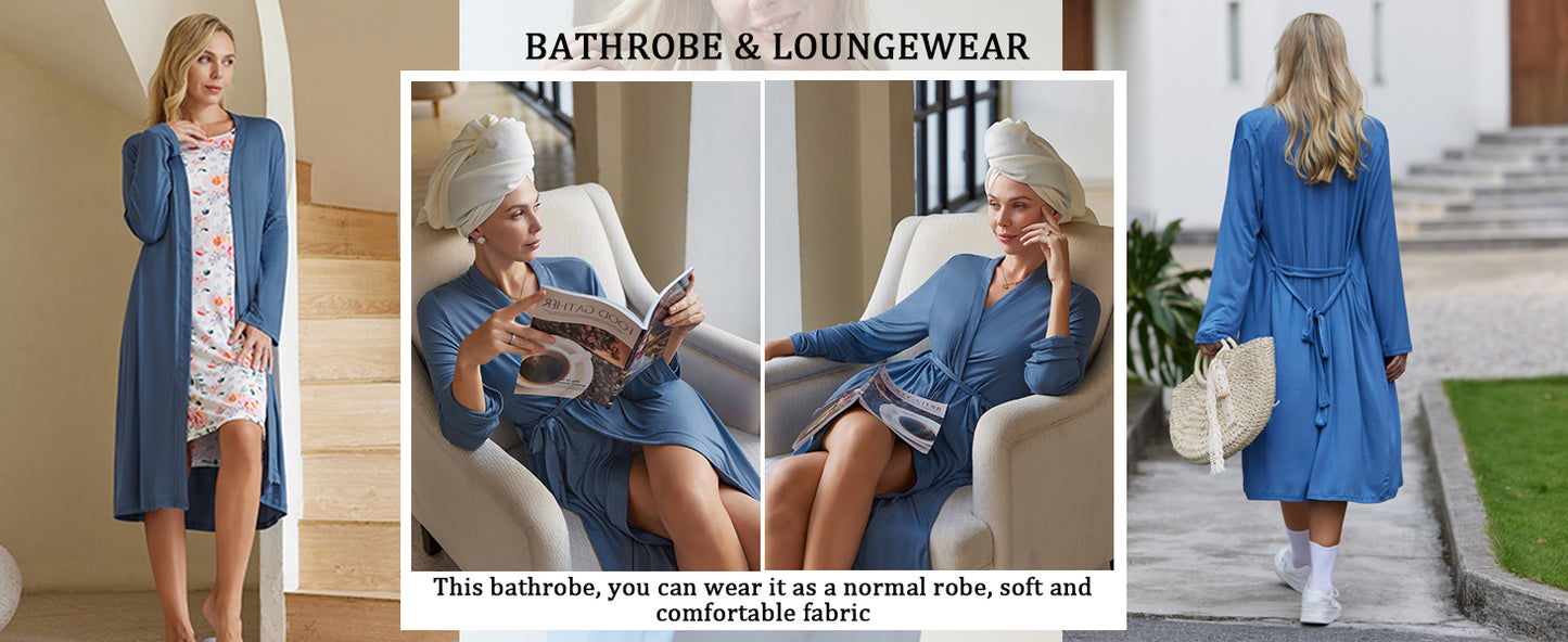 Ekouaer Maternity Robe Labor Delivery Nursing Gown Hospital Breastfeeding Dress Bathrobes