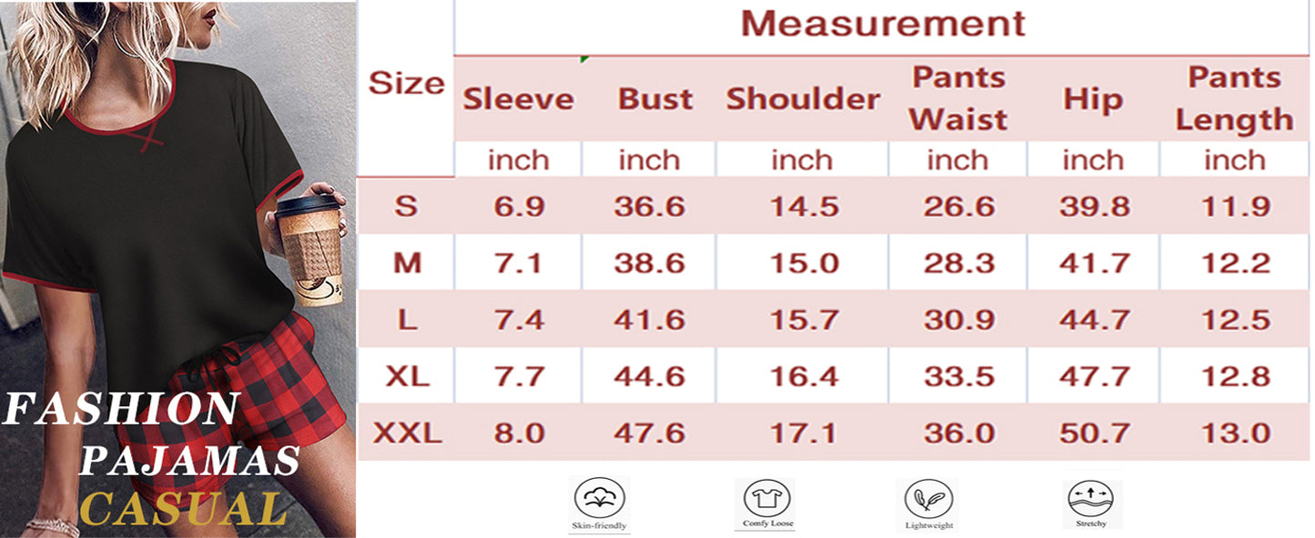 Ekouaer Women Pajama Set Casual Short Set