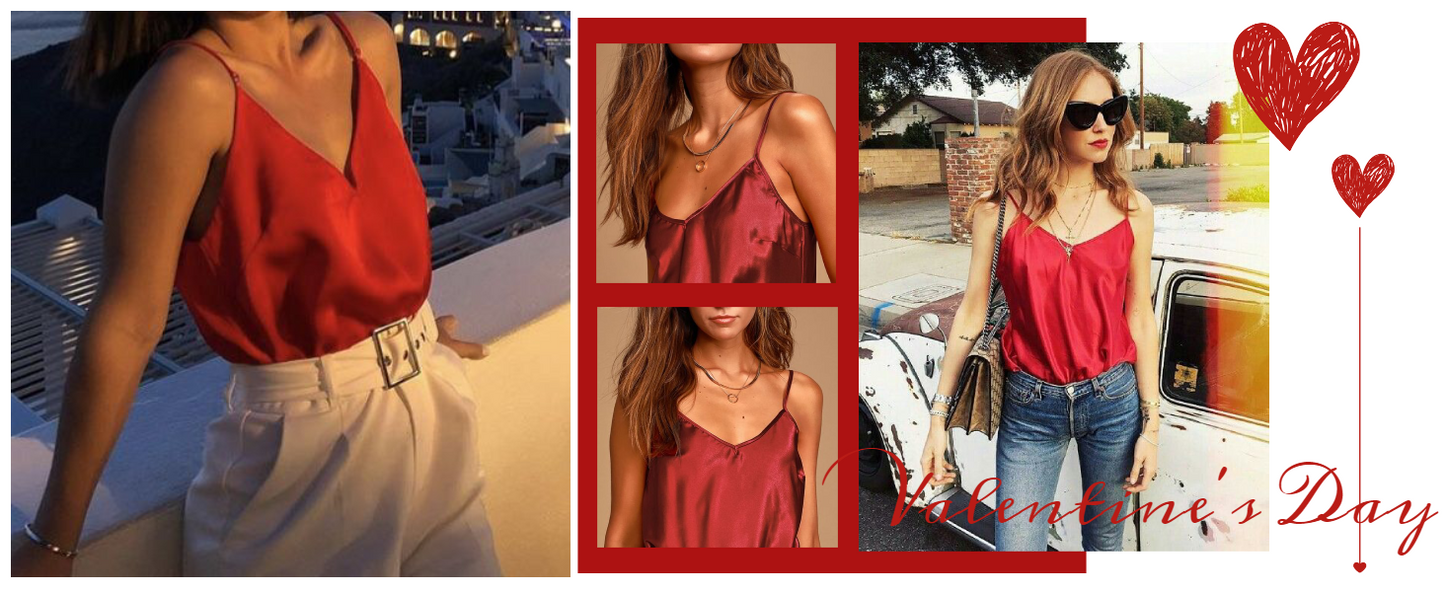 Ekouaer Womens Silk Satin Tank Tops V Neck Camisole Spaghetti Strap Top Summer Basic Blouse