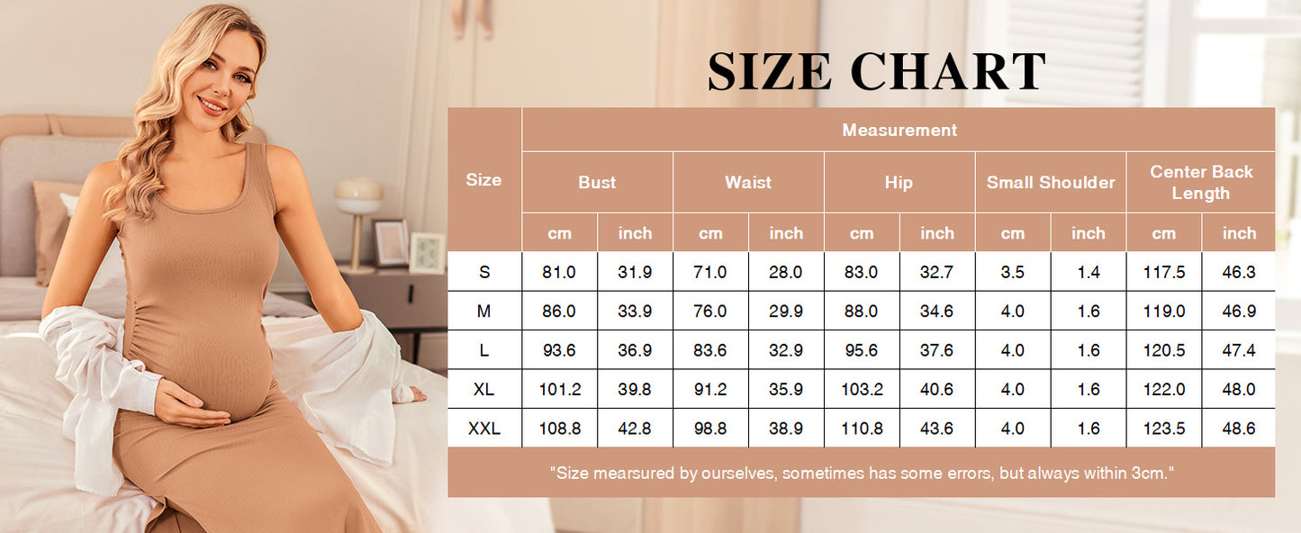 Ekouaer Women Tank Maternity Dress Sleeveless Ribbed Knit Pregnancy Dresses Round Neck Pregnant Loungewear