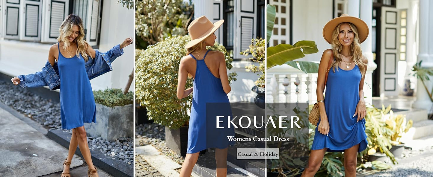 Ekouaer Women's Racerback Sleeveless Nightgown