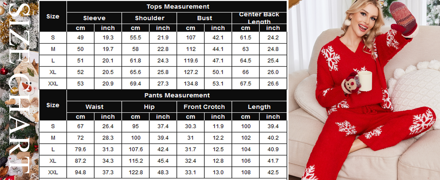 Ekouaer Womens Pajama Sets Fuzzy Fleece Sleepwear Long Sleeve Pjs 2 Piece Lounge Set Fall Outfits Sweater Nightwear