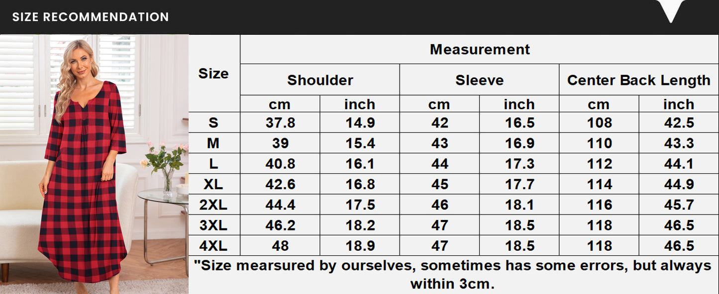 Ekouaer Long Nightgown for Women 3/4 Sleeves Nightshirt Maxi Sleep Dress Loungewear Full Length Sleepwear