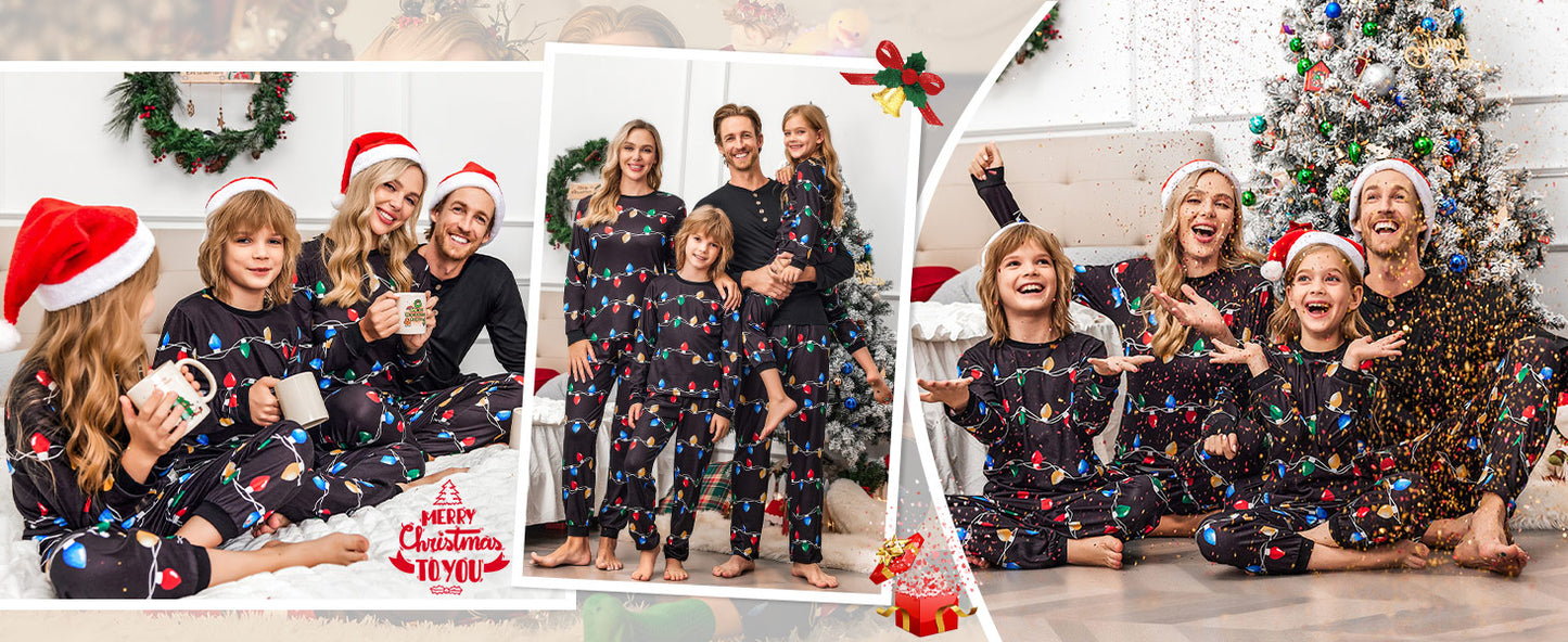 Ekouaer Family Christmas Pajamas Matching Sets Womens Mens Pjs Long Sleeve Sleepwear Holiday Lounge Sets