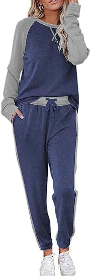 Ekouaer Women's Pajama Set Long Sleeve PJs 2 Piece Lounge Set Pullover Sleepwear Sweatshirt and Long Pants With Pockets