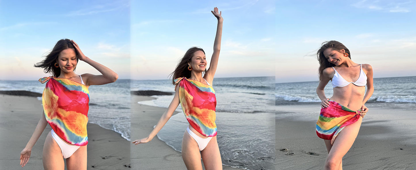 Ekouaer Women's Short Sarongs Chiffon Cover Ups Sheer Bikini Wraps for Swimwear